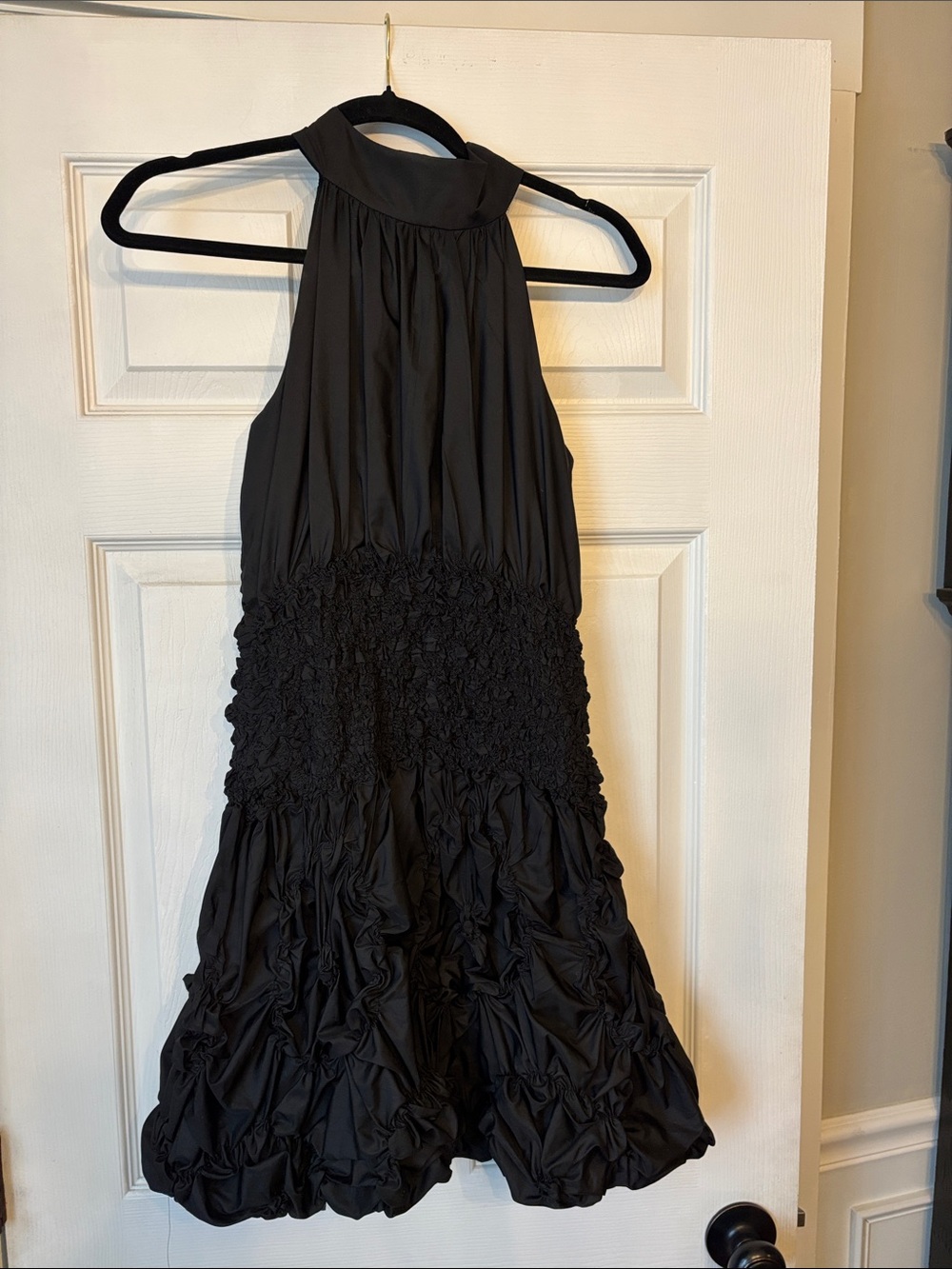 Girls' Black Halter-Style Ruffled Party Dress